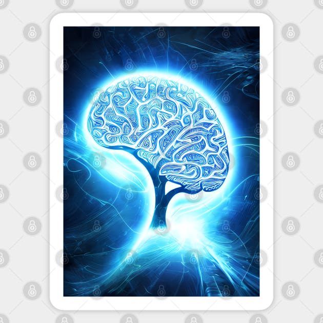 Electric Brain Waves - AI Generated Sci Fi Concept Art - Sticker by AfroMatic